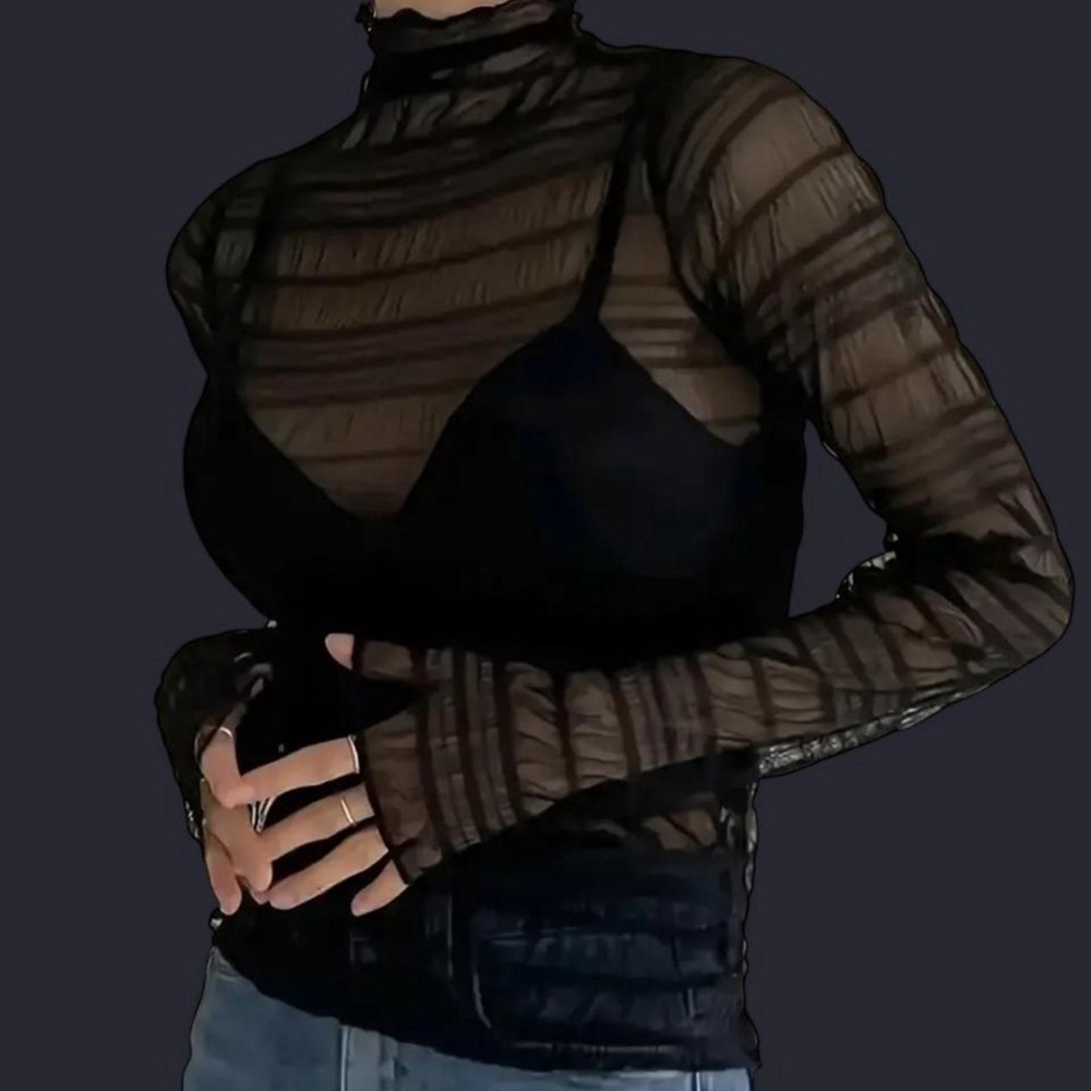 Elegant Sheer Black Striped Top